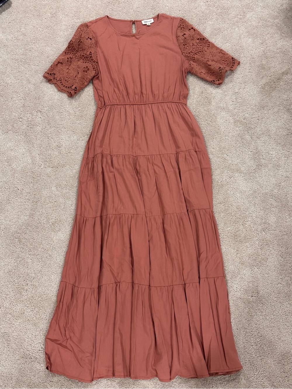 Juliana Eyelet Sleeve Dress Mauve - M